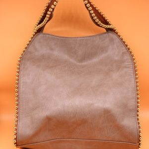 Grey Big Buddha Purse w/ Gold Beads